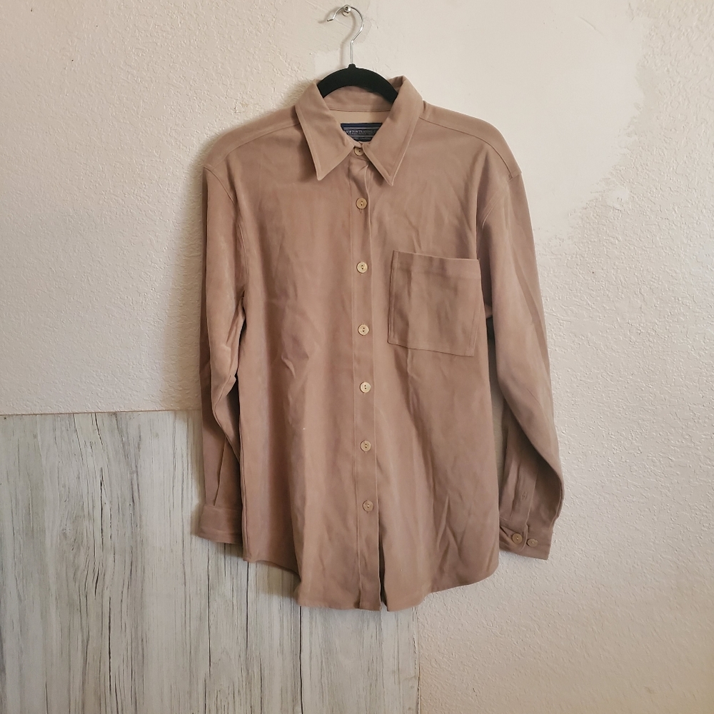 Vintage Newton Trading Co. Suede-Like Button Down Shirt